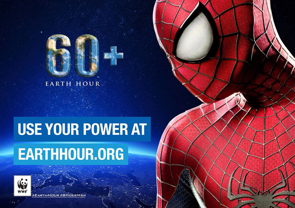  2014年，蜘蛛侠成为全球第一个支持“地球一小时”的超级英雄。